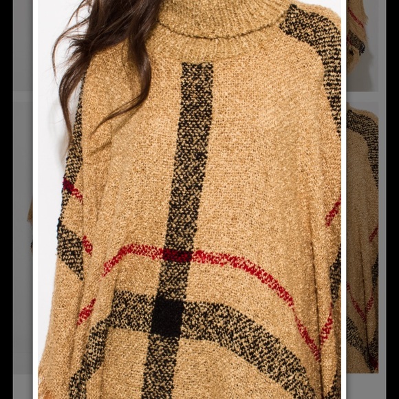 πHPπFringed Camel Turtleneck Poncho - Picture 2 of 7