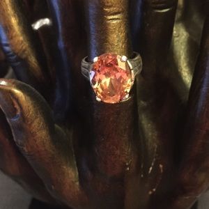 Sterling silver w/ Peach Champagne cz