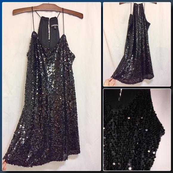 Black Sequined Slinky Dress