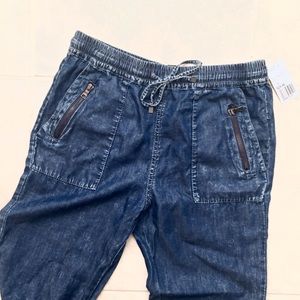 NWT Soft Denim Wash Joggers w/ Zip details