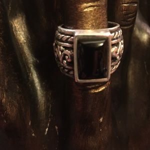Black onyx sterling silver ring