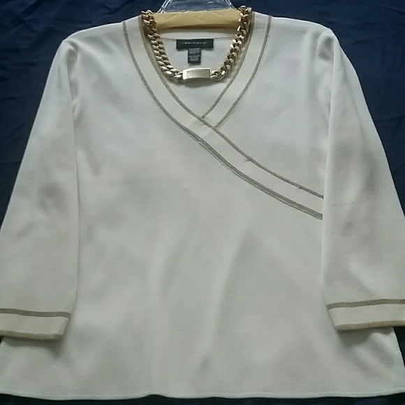 CABLE & GAUGE : VISCOSE V-NECK SWEATER - Picture 3 of 4