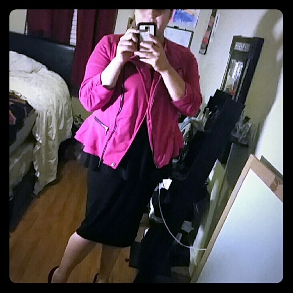 pink peplum moto jacket