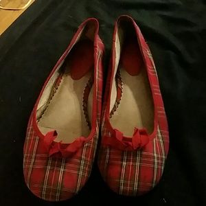 Red plaid flats