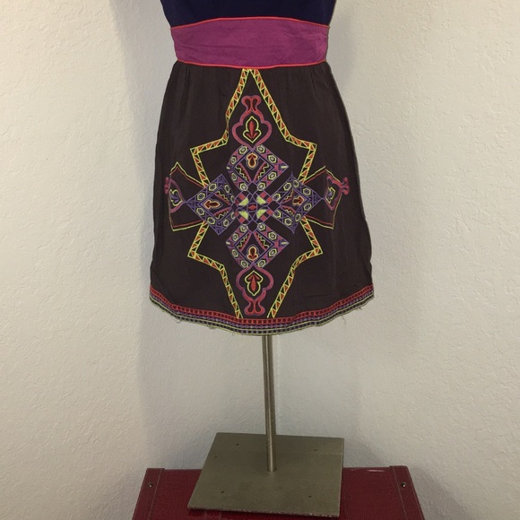 Purple Embroidered Aztec Floral Print Dress - Picture 2 of 3