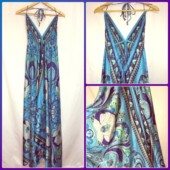 Blue Floral Scarf Dress