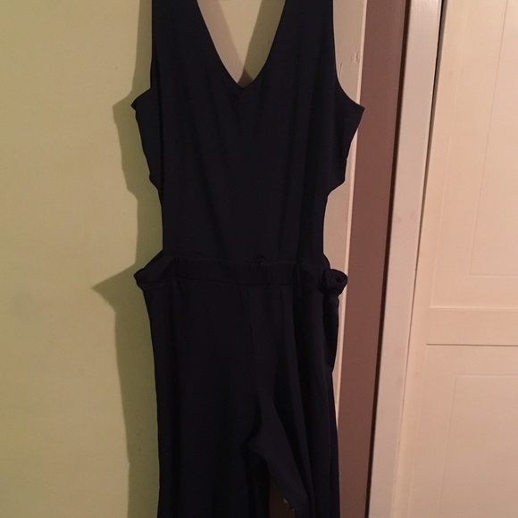Navy blue soft fabric, fitted Dressy jumpsuit