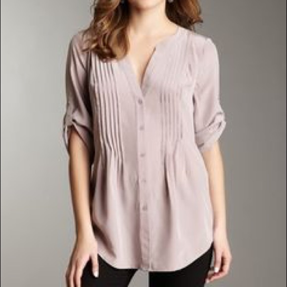 BCBGMAXAZRIA Astor Chiffon Pintucked Blouse