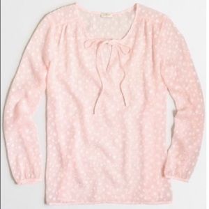 J Crew clip dot tie-neck blouse - pink XS J. Crew