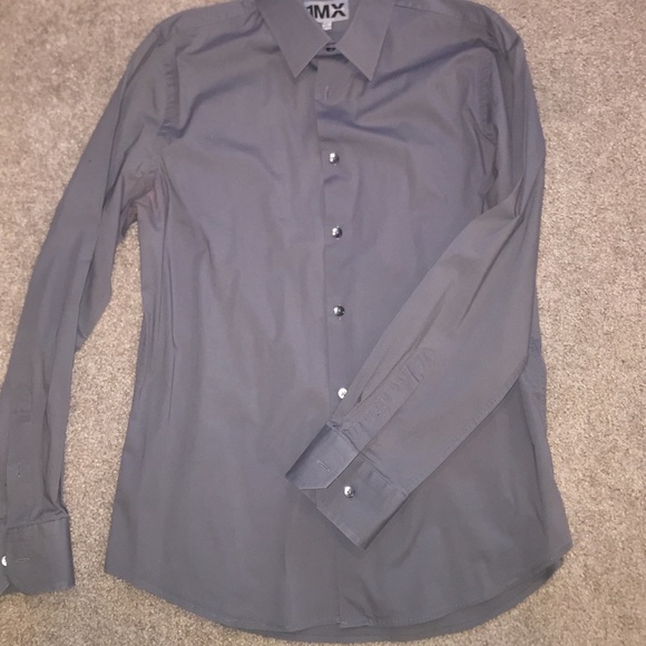 Express Grey Fitted Button Up