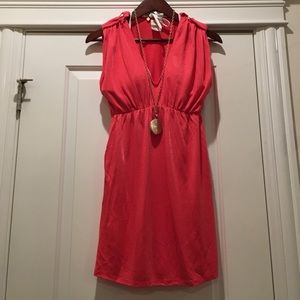 L*Space Mini Dress/Beach Cover Up in Vibrant Coral