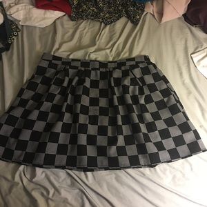 Black and white checkered skirt
