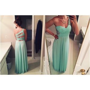 Mint green prom dress