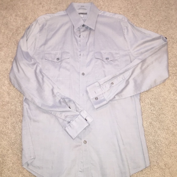 Light Gray Express fitted Button Up