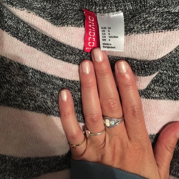 H&M pink and charcoal striped top sz 6 - Picture 2 of 2