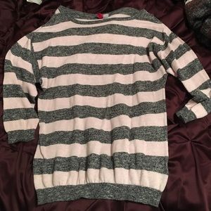 H&M pink and charcoal striped top sz 6
