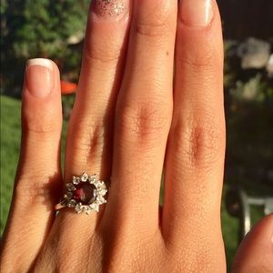 White sapphire and Garnet ring