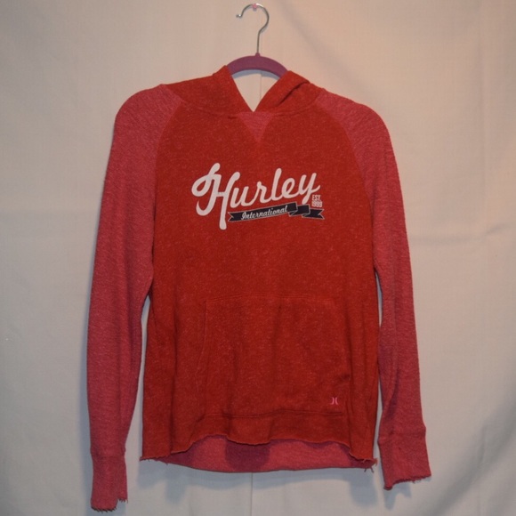 HURLEY red over throw hoodie size medium