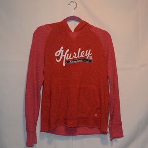 HURLEY red over throw hoodie size medium