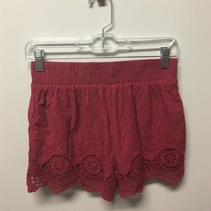 Burgundy Shorts with Lace Detailing: Target