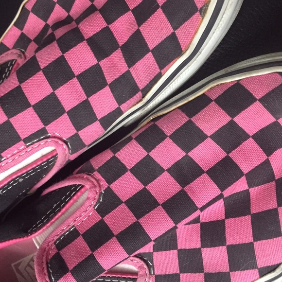 Pink and Black Checker Vans Slip-on