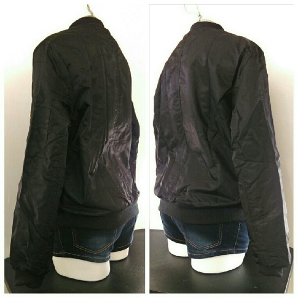 Padded Black Bomber Jacket - Picture 4 of 4