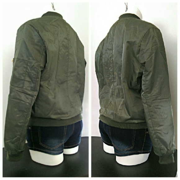 Padded Olive Bomber Jacket - Picture 4 of 4