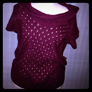 Cowl neck maroon slinky sweater maroon
