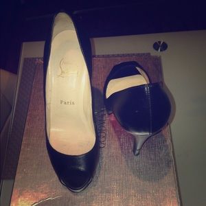 Louboutin size 37 all black leather