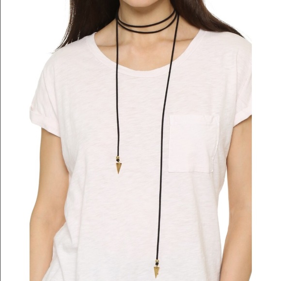 NEW Vanessa Mooney Arrow bolo suede necklace black - Picture 2 of 4