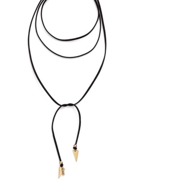 NEW Vanessa Mooney Arrow bolo suede necklace black - Picture 3 of 4