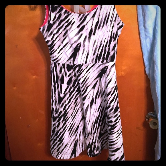 Express black and white stripped dress