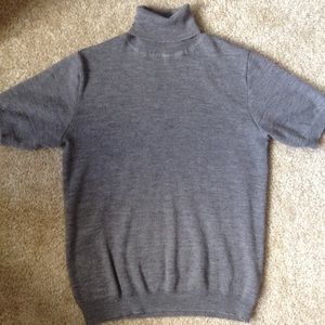 Grey Knit Turtleneck Top