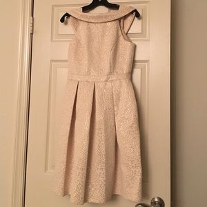 Cream & gold textured party dress