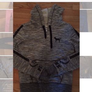 Pink by Victoria secret grey hoodie black sequin