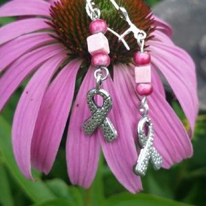 Breast cancer earrings