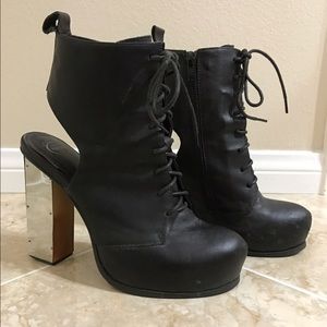 Jeffrey Campbell Metal Heel Cutout Booties
