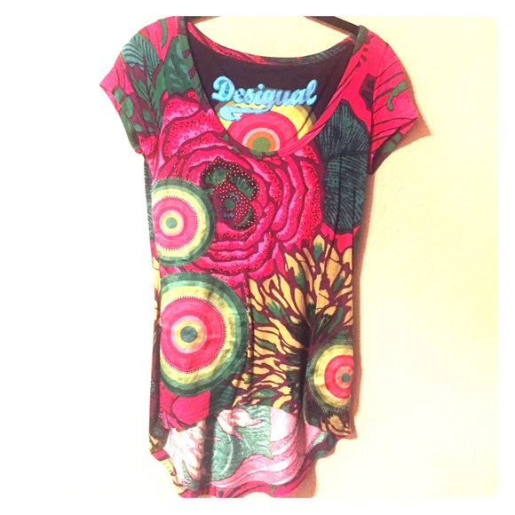 Desigual Floral Tunic Tee Top