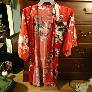 Red silk kimono