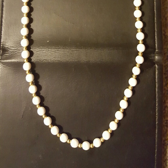 Monet white and gold bead necklace