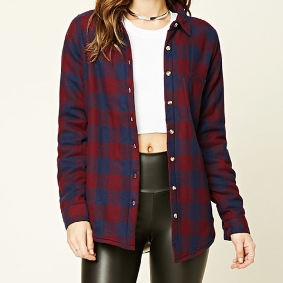 Plaid flannel jacket with Sherpa lining inside