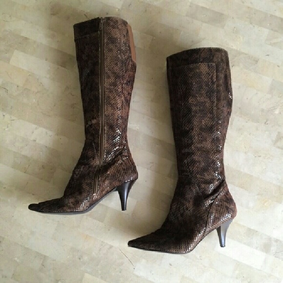 Chocolate Brown Faux Python Boots