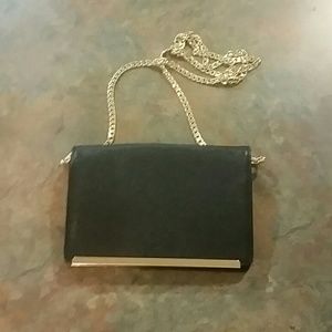Merona black clutch with gold hardware