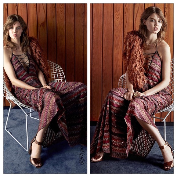 Urban Outfitters Flame Stitch Lace-Up Maxi Dress - Picture 4 of 4