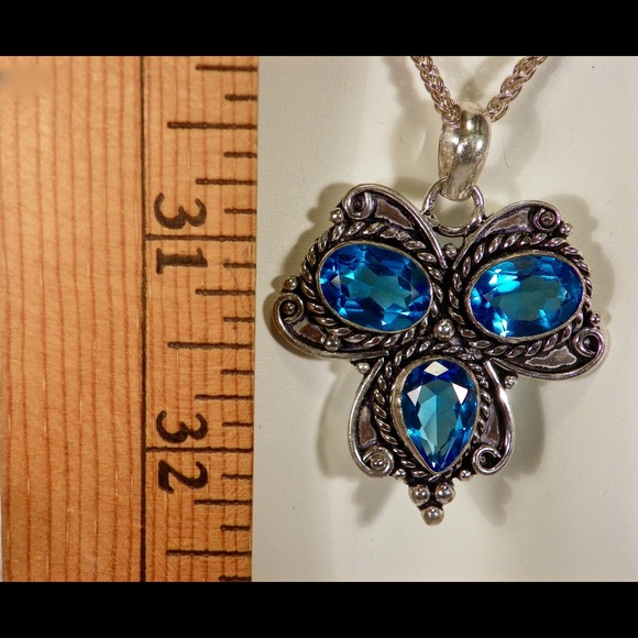 SOLD.    Spectacular Blue Topaz Necklace - Picture 2 of 2