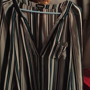 Bebe button down sheer blouse