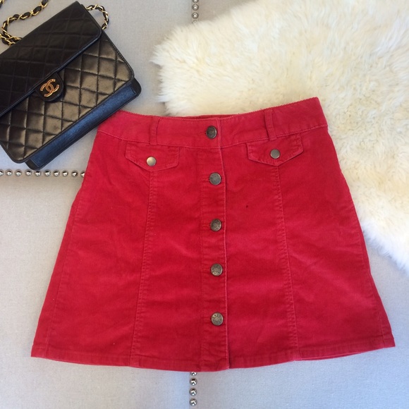 Urban Outfitters red corduroy skirt