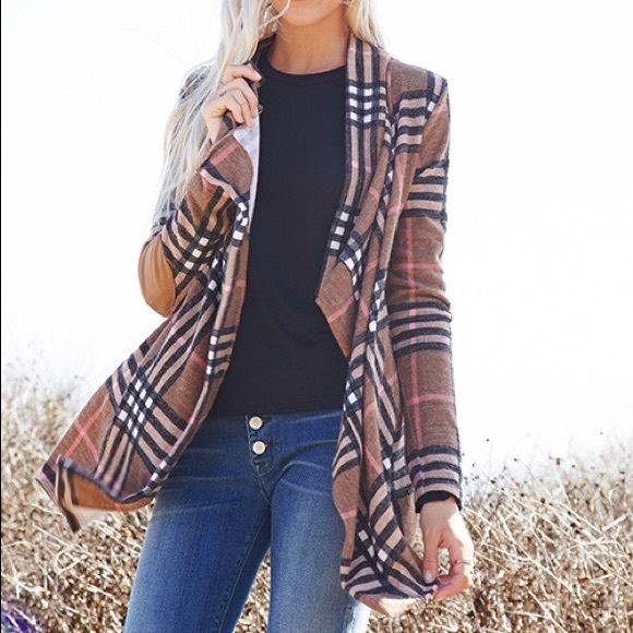 Last One ! Chic New Plaid Print Cardigan - Picture 2 of 3