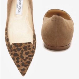Jimmy Choo Animal Loafer Vamp Leopard Print Flat