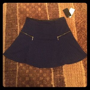 Blue & Black Houndstooth Skirt